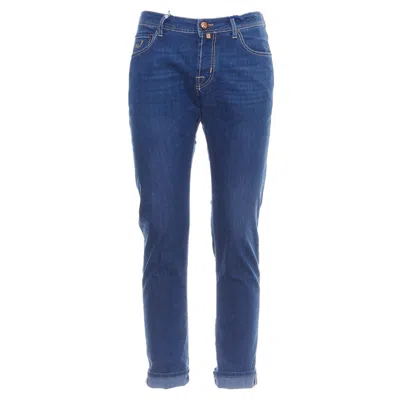 Jacob Cohen 'bard' Blue Slim Jeans With Logo Patch In Cotton Blend Denim Man