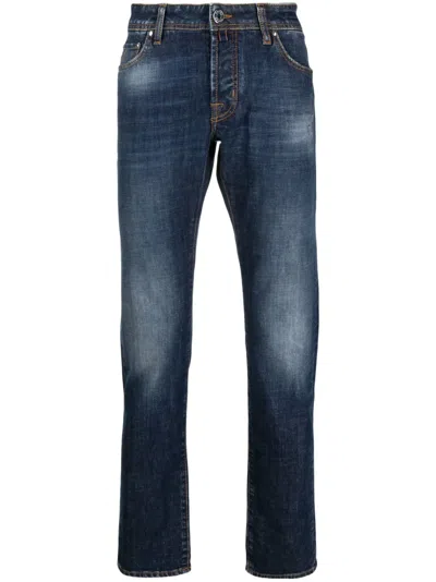 Jacob Cohen Stonewashed Straight-leg Jeans In Blau