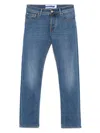 Jacob Cohen Blue Logo Print Jeans In Blue