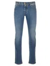 Jacob Cohen Denim Trousers With Belt Loops And Contrast Stitching In Blue