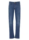 Jacob Cohen Trousers With Belt Loops And Contrast Stitching In Blue