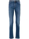 Jacob Cohen Denim Trousers With Belt Loops And Contrast Stitching In Blue