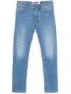 Jacob Cohen Tailored Blue Cotton Blend Jeans With Subtle Fade In Blue