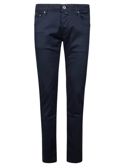 Jacob Cohen Nick Logo Patch Straight-leg Trousers In Blue