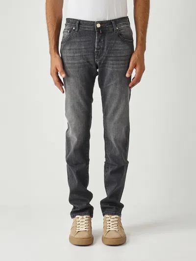 Jacob Cohen Nick Slim-fit 5 Tasche Denim Stretch 10.5 oz Texture Morbida Jeans In Gray