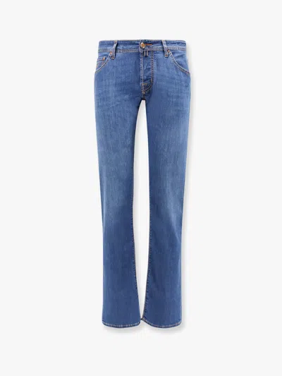Jacob Cohen Nick Stretch Cotton Jeans With Iconic Handkerchief In Blue