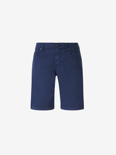Jacob Cohen Nicolas Logo Patch Denim Shorts In Blue