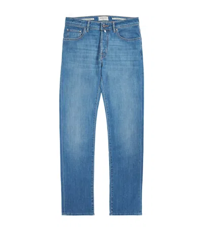 Jacob Cohen Nubuck-patch Bard Slim Jeans In Blue