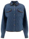 Jacob Cohen Padded Denim Overshirt With Rhombus Quilting In Blue