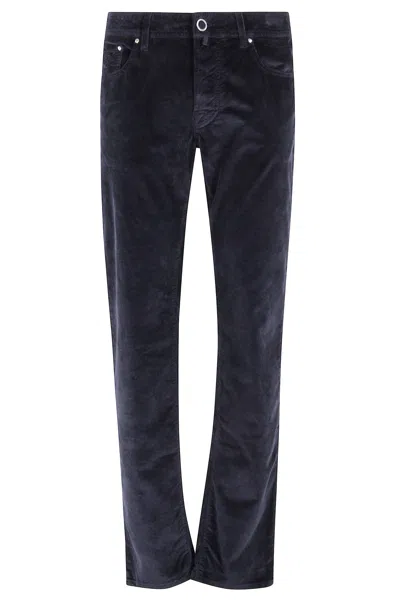 Jacob Cohen Corduroy Five-pockets Trousers In Blue