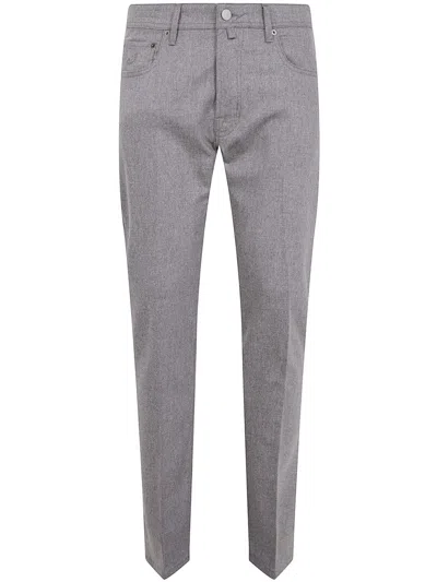 Jacob Cohen Embroidered-pocket Wool Trousers In Gray