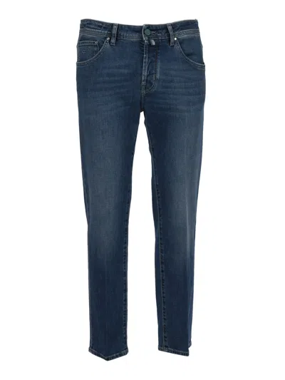 Jacob Cohen Pant5 Pkt Cropped Slim Fit Scott In Blu