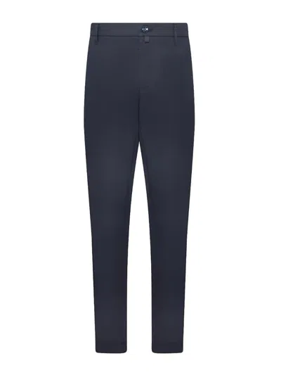Jacob Cohen Navy Blue Cotton Blend Tapered Leg Trousers