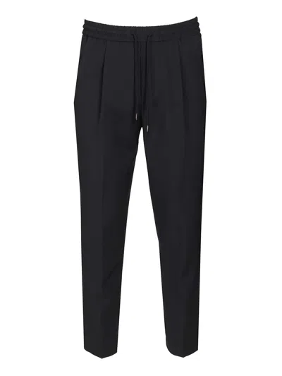 Jacob Cohen Pantalone Relaxed Carrot Fit Daniel Rw Coulisse 100 Lana Trousers Blue In Black