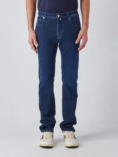 Jacob Cohen Pantalone Slim Fit With Zip Bard Trousers In Denim Scuro