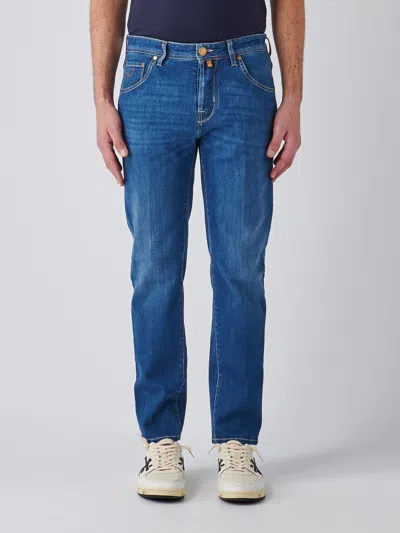 Jacob Cohen Pantalone Super Slim Crop/carrot Trousers In Denim Medio