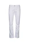 Jacob Cohen Belted Five-pocket Riveted Trousers In White