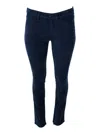 Jacob Cohen Kimberly Cigarette Cut Trousers In Soft Smooth Stretch Velvet With 5 Pockets With Zip And Button Clo In Blue