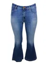 Jacob Cohen Victoria Crop Jeans In Light Stretch Denim With Trumpet Shape And 5-pocket Fringed Hem In Navy