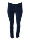 Jacob Cohen Kimberly Cigarette Cut Trousers In Soft Smooth Stretch Velvet With 5 Pockets With Zip And Button Clo In Blue