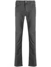 Jacob Cohen Logo-patch Cotton Blend Tapered Jeans In Gray