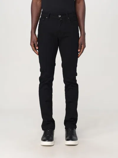 Jacob Cohen Bard Velour Stretch-cotton Trousers In Schwarz