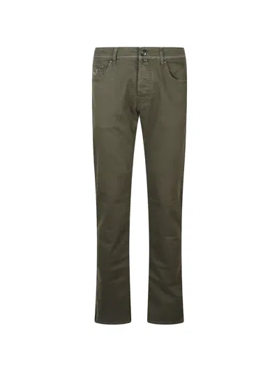 Jacob Cohen Denim Trousers Belt Loops Back And Front Pockets In Green
