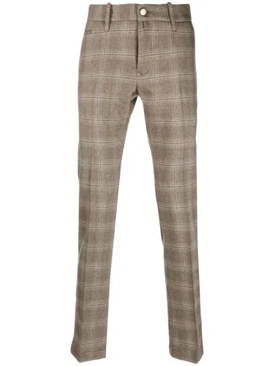 Jacob Cohen Plaid-check Wool-blend Tapered Trousers In Brown