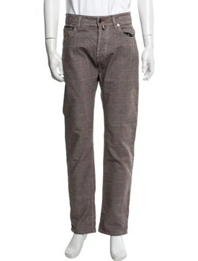 Pre-owned Jacob Cohen Plaid Print Pants In Brown