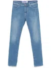 Jacob Cohen Tailored Blue Cotton Blend Jeans With Subtle Fade In 蓝色