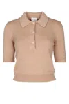 Jacob Cohen Short Sleeve Collared Knit Top In Gold