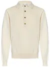 Jacob Cohen Long-sleeved Polo Shirt In Soft Beige Cotton Jersey