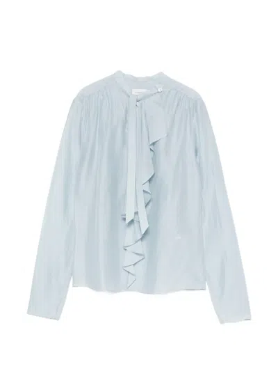 Jacob Cohen Pussy-bow Ruffled Blouse In Blue