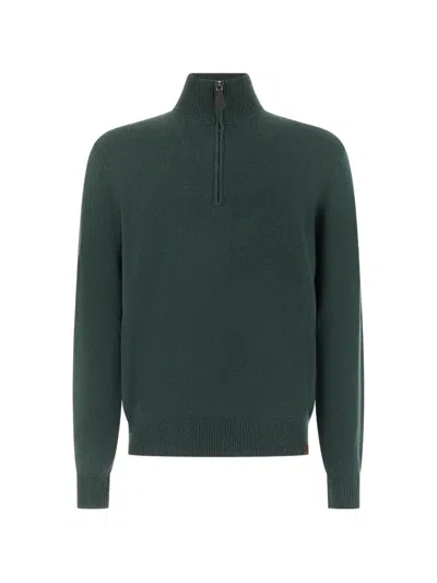 Jacob Cohen Quarter-zip Knitted Sweater In Green