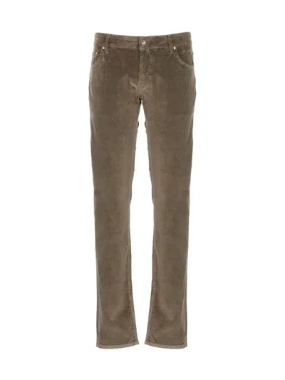 Jacob Cohen Refined Brown Corduroy Trousers With Embroidered Logo