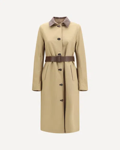 Jacob Cohen Reversible Cotton Gabardine And Cashmere Pied-de-poule Trench Coat In Brown