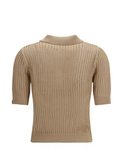 Jacob Cohen Ribbed Button Polo Shirt In Brown