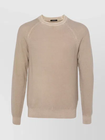 JACOB COHEN RIBBED CREWNECK CASHMERE SWEATER WITH RAGLAN SLEEVES