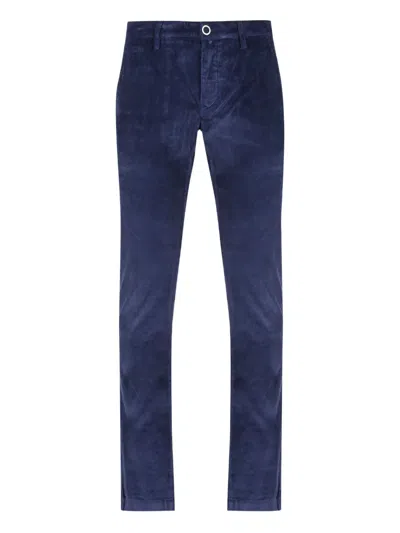 Jacob Cohen Ribbed Welt Trousers In Blue