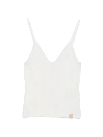 Jacob Cohen Ribbed-knit V-neck Top In Gray