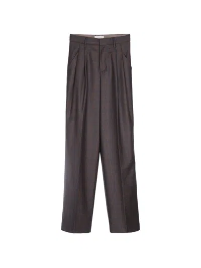 Jacob Cohen Checked Wide Leg Suit Trousers In Brown