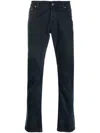 Jacob Cohen Scarf-detail Five-pocket Straight-leg Trousers In Blue