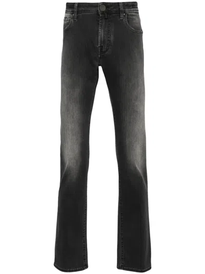Jacob Cohen Scarf-detail Tapered Jeans In Black