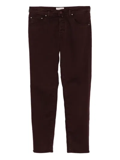 Jacob Cohen Scoot Embellished-pocket Jeans In Burgundy