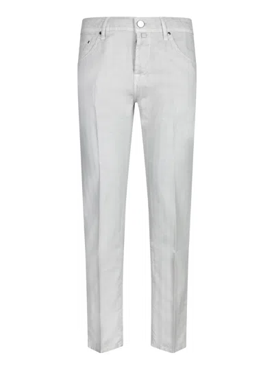 Jacob Cohen Scott Chambray Cream Trousers In White