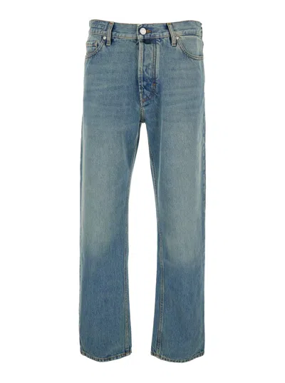 Jacob Cohen Sean Light-blue Five-pocket Jeans With Logo Patch On The Back In Denim Man In Multi