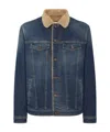 Jacob Cohen Sherpa Truck Driver Denim Coat In Blue