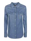 Jacob Cohen Logo-embroidered Denim Shirt In Blue