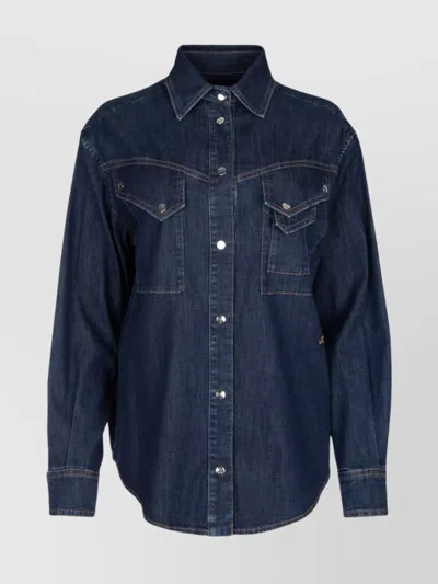 Jacob Cohen Shirt With Chest Pockets And Stitched Detailing In Blue