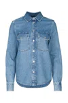 Jacob Cohen Women Western Cotton Denim Shirt In Blue